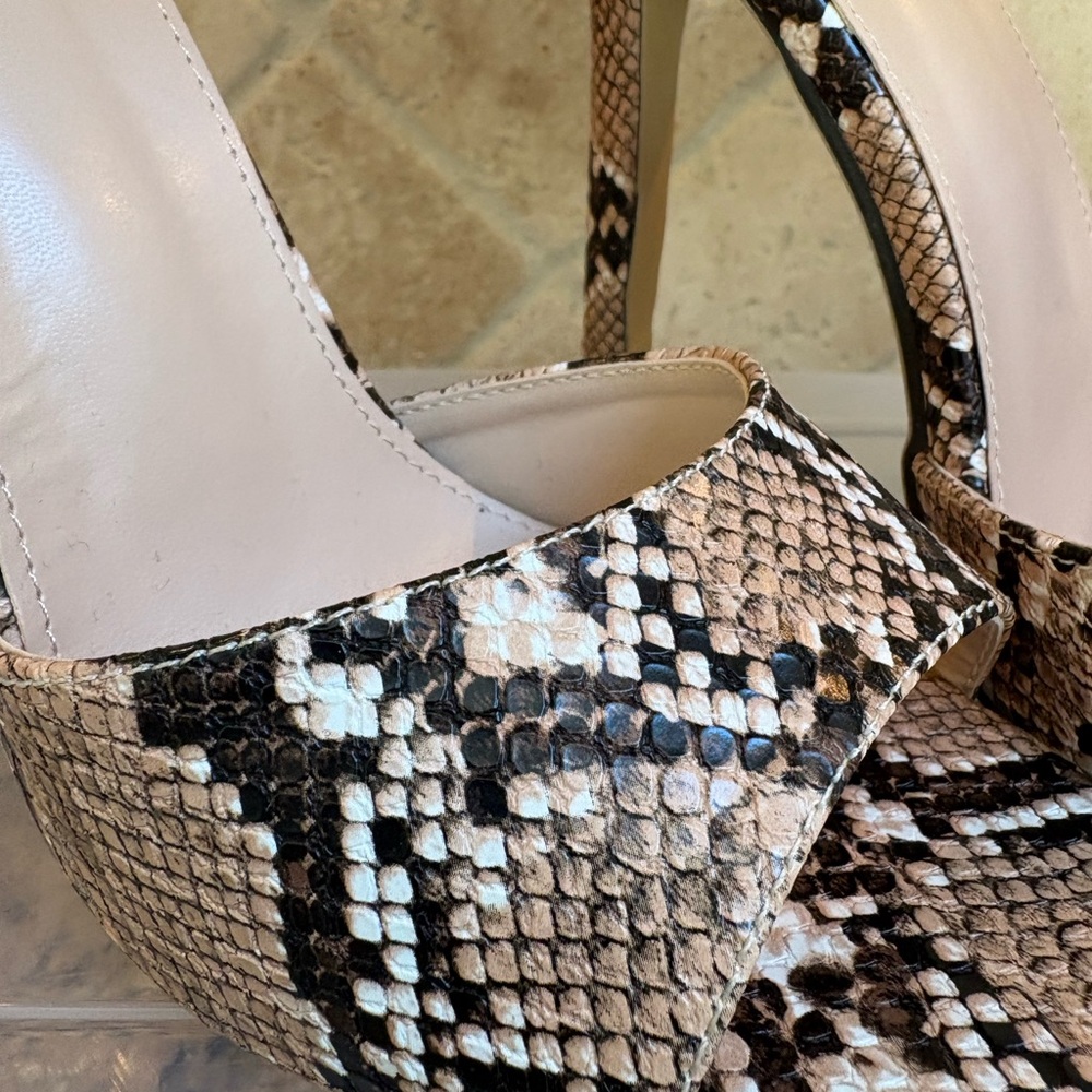 Black and White Python Print Stiletto Mules - Picture 2 of 3